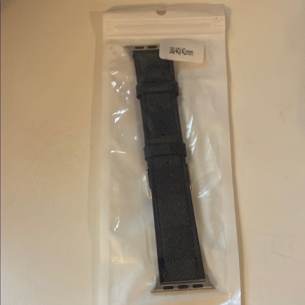 Black Leather Watch Band for Smartwatch LV HANDMADE